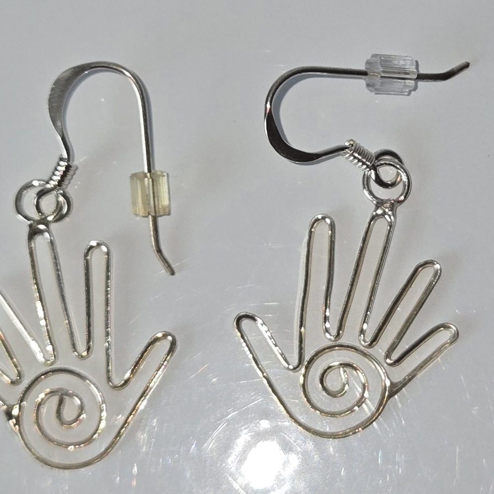 Silver Healing Hand Design Earrings